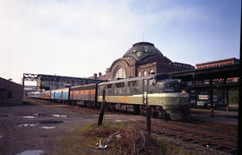 Amtrak diesel locomotive 9762 at Tacoma, Washington, circa 1971.