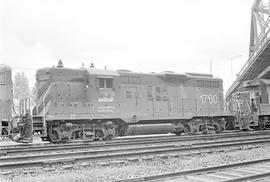 Burlington Northern diesel locomotive 1760 at Tacoma, Washington in 1973.