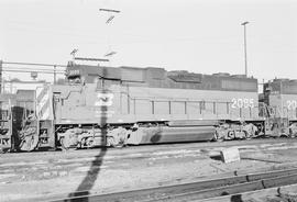 Burlington Northern diesel locomotive 2085 at Vancouver, Washington in 1974.