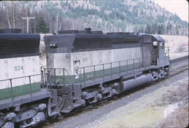 Burlington Northern Diesel Locomotives 525, 524, 523 at Laclede, Idaho, 1970