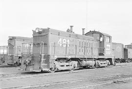 Burlington Northern diesel locomotive 481 at Yardley, Washington in 1976.