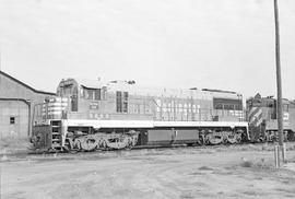 Burlington Northern diesel locomotive 5650 at Sheridan, Wyoming in 1972.