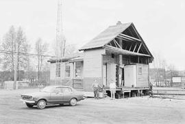 Burlington Northern station at Shelton, Washington, in 1975.