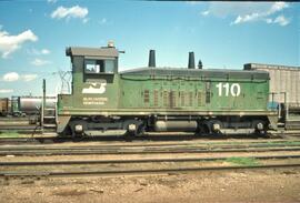 Burlington Northern Diesel Locomotive Number 110 in Minneapolis, Minnesota in 1979