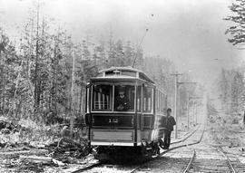 Port Townsend Electric Railway Company streetcar 12 near Port Townsend, Washington, circa 1895.