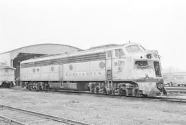 Burlington Northern diesel locomotive 9951 at Tacoma, Washington in 1972.