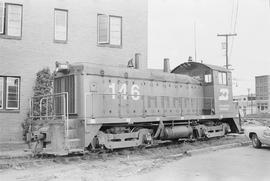 Burlington Northern diesel locomotive 146 at Vancouver, British Columbia in 1972.