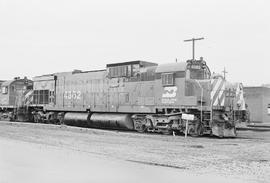 Burlington Northern diesel locomotive 4362 at Portland, Oregon in 1976.