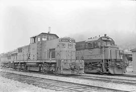 Curtis Millburn & Eastern and Milwaukee Road Diesel Locomotives at Chehalis, Washington in 1976.