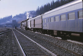 Burlington Northern Diesel Locomotives 9854, 9853 at Flathead Tunnel, Montana, 1970