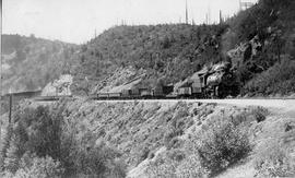 A Northern Pacific  steam locomotive at Stampede, Washington, circa 1925.