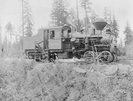 Barker Lumber Company Steam Locomotive Number 23 at Allyn, Washington, circa 1909.