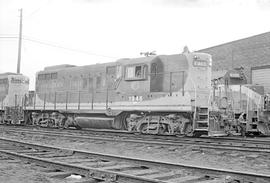 Burlington Northern diesel locomotive 1946 at Minneapolis Jct., Minnesota in 1973.