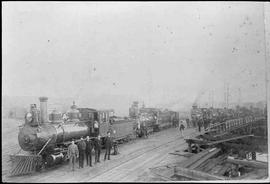 Columbia & Puget Sound Railroad Steam Locomotives at Seattle, Washington, circa 1900.