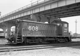 Fort Worth and Denver Railway diesel locomotive 608 at Amarillo, Texas on June 21, 1978.