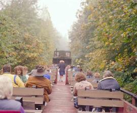 Lewis & Clark Railway Passenger Train at Moulton Falls, Washington in October, 1988.