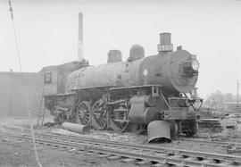 Northern Pacific steam locomotive 2155 at Staples, Minnesota, in 1954.