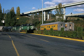 Burlington Northern Railroad Company diesel locomotive 2096 at Portland, Oregon in 1978.