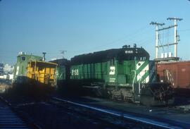 Burlington Northern 8158 at Vancouver, British Columbia in 1986.