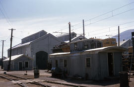 Butte, Anaconda and Pacific Railroad shop buildings at Butte, Montana in 1964.