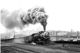 Northern Pacific steam locomotive 2602 in Seattle, Washington, circa 1946.