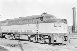 Burlington Northern diesel locomotive 4120 at Tacoma, Washington in 1971.