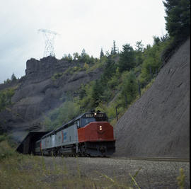 Amtrak diesel locomotive 564 at Stampede, Washington in 1979.