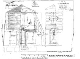 Spokane, Portland, and Seattle Railway Engineering Drawing, Water Tank, 100,000 Gallon (from Nort...