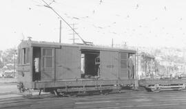 Seattle Municipal Railway Number 403 at the North Seattle carbarn, Seattle, Washington, 1939.