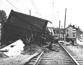 Chicago Milwaukee St. Paul and Pacific Railroad track at Maple Valley, Washington, circa 1955.