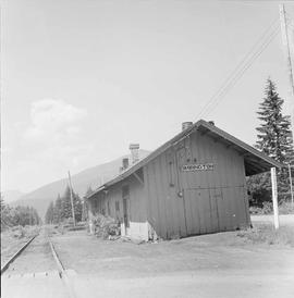 Northern Pacific station at Darrington, Washington, circa 1966.