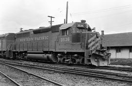 Western Pacific Railroad diesel locomotive 3536 on December 14, 1971.