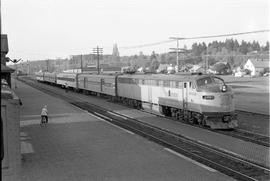 Amtrak diesel locomotive 346 at Centralia, Washington on May 13, 1975.