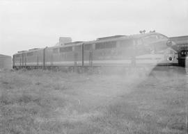 Northern Pacific diesel locomotive number 6009 at Mandan, North Dakota, in 1946.