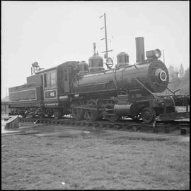 Rayonier Incorporated Steam Locomotive Number 45 at Hoquiam, Washington, circa 1968.