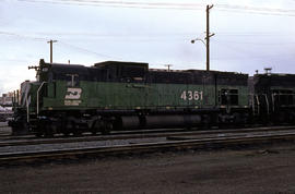 Burlington Northern Railroad Company diesel locomotive 4361 at Portland, Oregon in 1978.