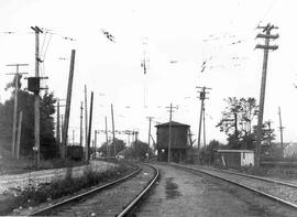 Pacific Coast Railroad water tank at Renton, Washington, circa 1930.