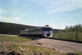 British Columbia Railway Company rail diesel car BC-11 at Horse Shoe Curve, British Columbia on M...