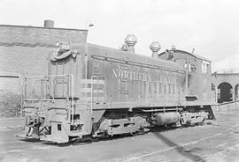 Burlington Northern diesel locomotive 187 at Tacoma, Washington in 1972.