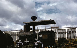 Steam locomotive Oregon Pony at Portland, Oregon in 1962.