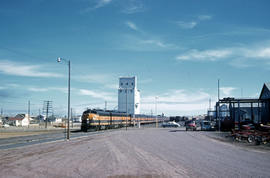 Great Northern Railway Company diesel locomotives at Cut Bank, Montana in 1960.