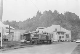 Burlington Northern diesel locomotive 102 at Tacoma, Washington in 1972.