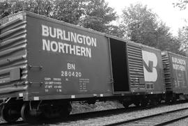 Burlington Northern box car 280420 at Allyn, Washington in 1976.