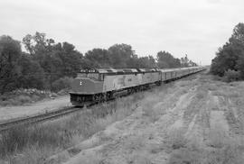 Amtrak diesel locomotive 621 at an unknown location in August 1975.