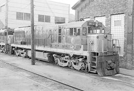 Burlington Northern diesel locomotive 5612 at St Paul, Minnesota in 1973.