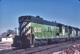 Burlington Northern Diesel Locomotives Number 6000, Number 2015 and another Burlington Northern D...