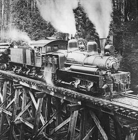 Northwestern Logging Company Steam Locomotive Number 1 at Kerriston, Washington, circa 1925.