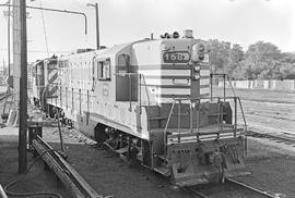 Burlington Northern diesel locomotive 1582 at Ottumwa, Iowa in 1972.