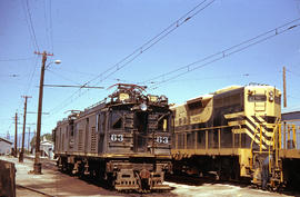 Butte, Anaconda and Pacific Railroad electric locomotive 63 at Butte, Montana in 1964.