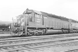 Burlington Northern diesel locomotive 6530 at Portland, Oregon in 1976.